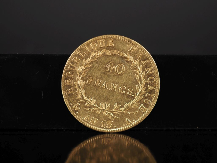 Pièce de 40 Francs or, Napoléon Empereur, An 13-A FRAIS ACHETEURS 10% 