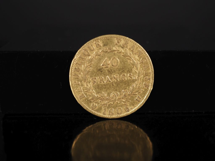 Pièce de 40 Francs or, Napoléon Empereur,1806-U. FRAIS ACHETEURS 10% H