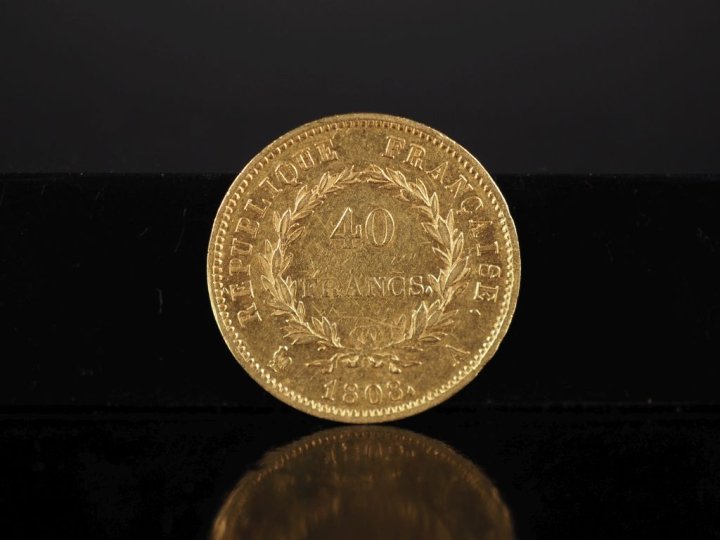 Pièce de 40 Francs or, Napoléon Empereur, 1808-A.  FRAIS ACHETEURS 10%