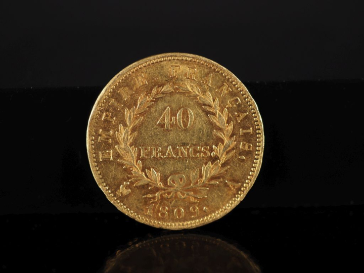 Pièce de 40 Francs or, Napoléon Empereur, 1809-A.  FRAIS ACHETEURS 10%