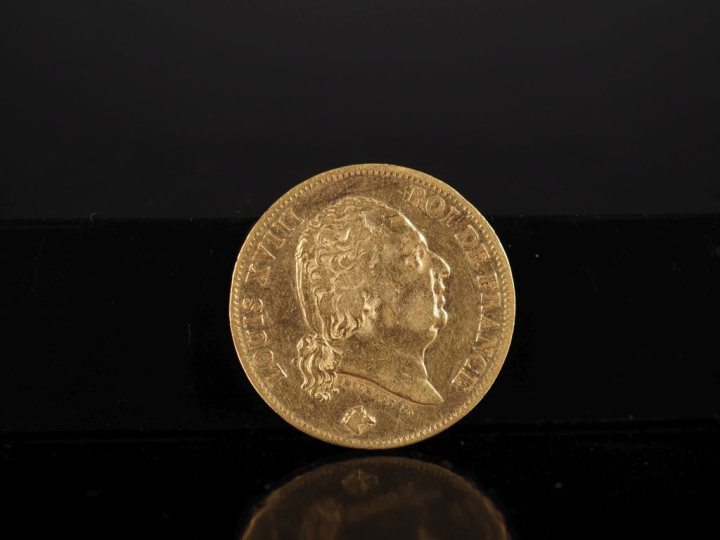 Pièce de 40 Francs or, Louis XVIII, Roi des Français, 1824-A. FRAIS AC