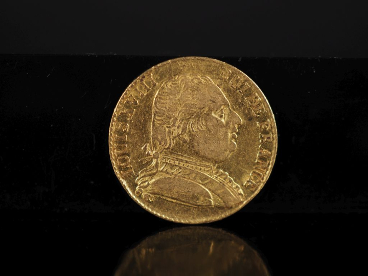 Pièce de 20 Francs or, Louis XVIII, Roi de France, 1815-R. FRAIS ACHET