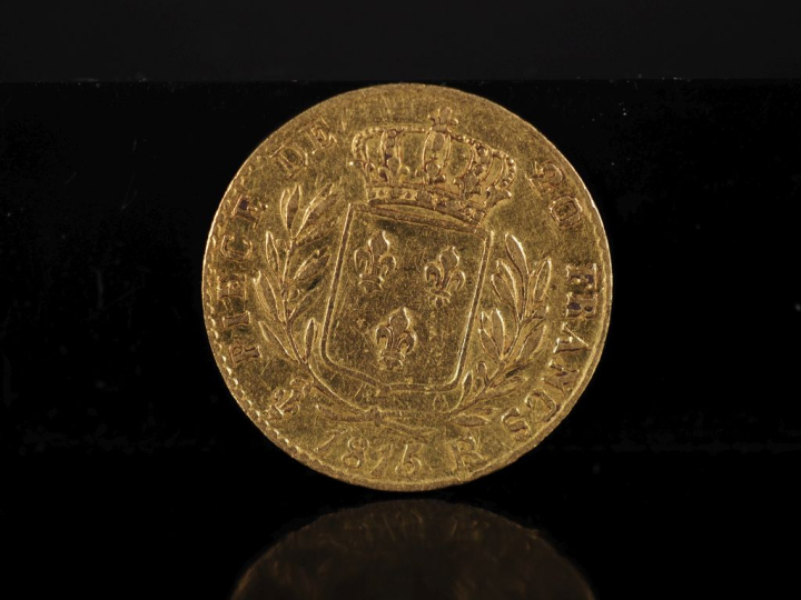 Pièce de 20 Francs or, Louis XVIII, Roi de France, 1815-R. FRAIS ACHET