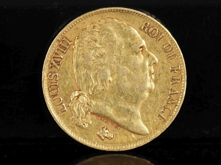Pièce de 20 Francs or, Louis XVIII, Roi de France, 1817-Q. FRAIS ACHET