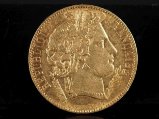 Vente aux enchères Pièce de 20 Francs or, République Française, 1850-A.  FRAIS ACHETEURS 
