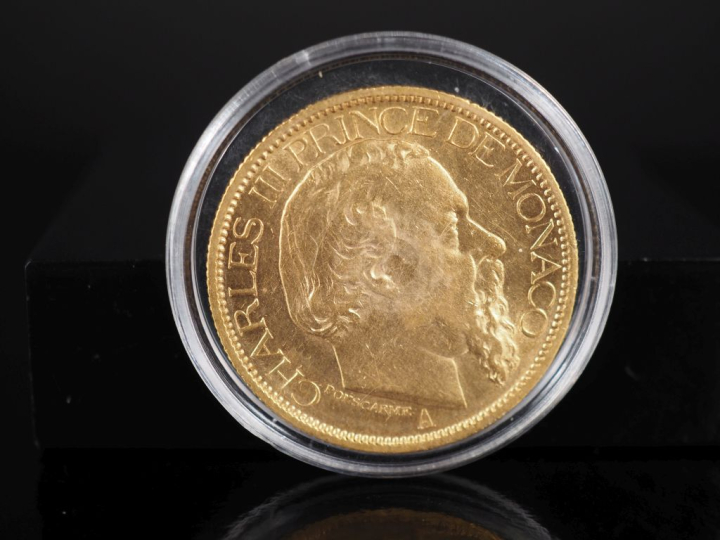 Pièce de 100 Francs or, Charles III, Prince de Monaco, 1886. FRAIS ACH