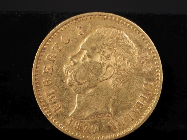 Une pièce de 20 Lire, Umberto I, 1879. FRAIS ACHETEURS 10% HT.
