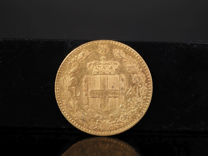 Une pièce de 20 Lire, Umberto I, 1879. FRAIS ACHETEURS 10% HT.