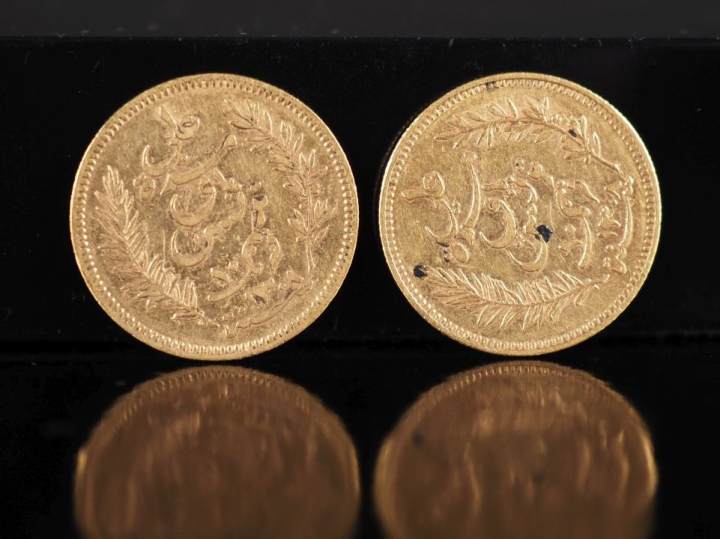 Deux pièces de 10 Francs or, Turquie, 1891-A.  FRAIS ACHETEURS 10% HT.