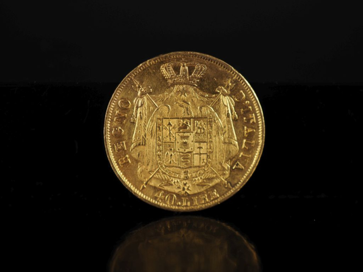 Pièce de 40 Lire or, Napoleone Imperatore, 1814-M. FRAIS ACHETEURS 10%