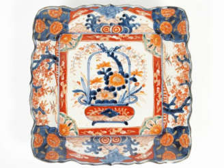 Vente aux enchères 3 différentes assiettes en porcelaine bleu-blanc, à décor d’arbres et 