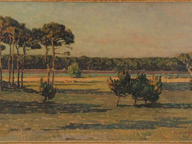 Constantin FONT, " Les landes ". Huile sur toile, signée en bas à droi