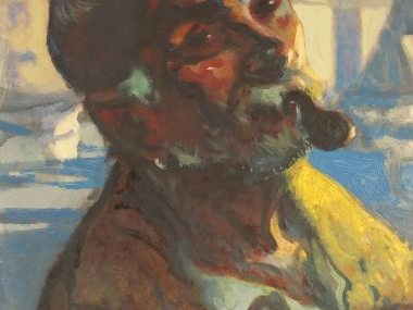 Louis FORTUNEY, " Le pêcheur de Cassis ". Huile sur carton, signée en 