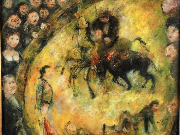Edouard Joseph GOERG, " Le picador ". Huile sur toile, signée en bas à