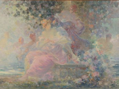 Gabriel GRIFFON, " Allégorie de Flore ". Huile sur toile signée en bas