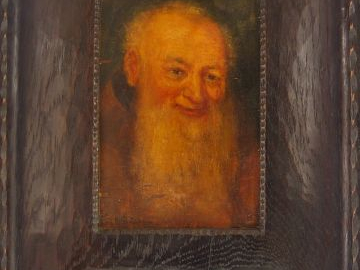 A. GROSSMANN, " Le moine ". Huile sur panneau, signée en bas à gauche,