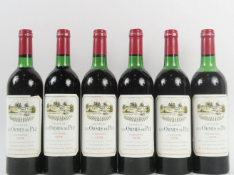 Vente aux enchères 6 BOUTEILLES CHÂTEAU LES ORMES DE PEZ ST ESTEPHE - 1979 - 2 BG/3 LB/1 