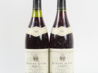 Vente aux enchères 2 BOUTEILLES BEAUNE 1er CRU 'LES GREVES' D. MASSON - 1988