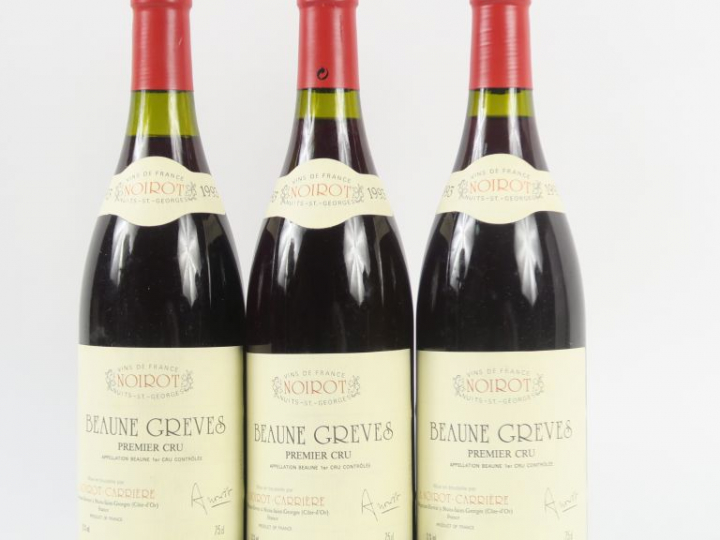 3 BOUTEILLES BEAUNE GRÈVES 1er CRU A. NOIROT CARRIÈRE 1993