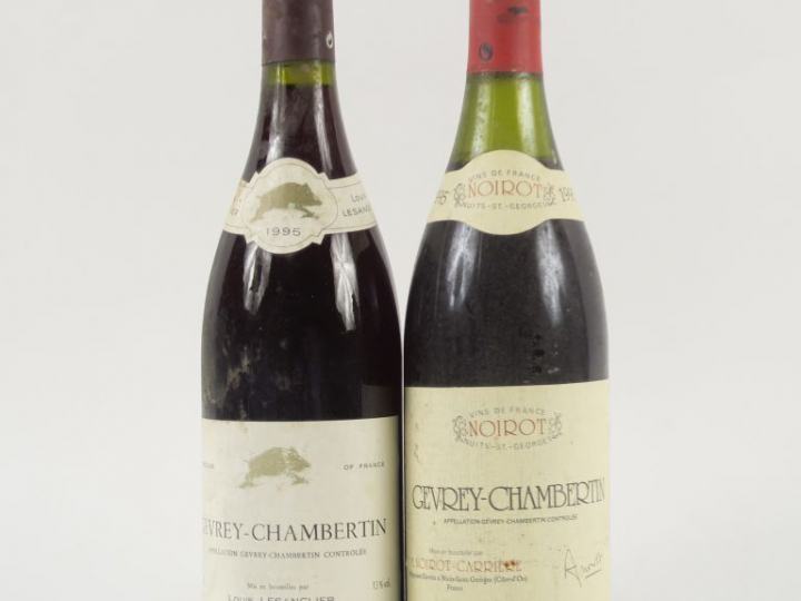 2 BOUTEILLES GEVREY CHAMBERTIN 1995 : 1 LOUIS LESANGLIER - 1 A. NOIROT