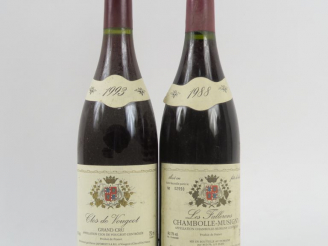 Vente aux enchères 2 BOUTEILLES P. LAFOREST : 1 CLOS DE VOUGEOT GC 1993 - 1 CHAMBOLLE MUS