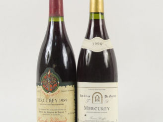 Vente aux enchères 2 BOUTEILLES MERCUREY : 1 HENRI DE VILLAMONT 1989 - 1 FRANCOIS BOUFFIE