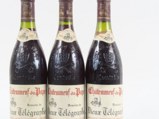 Vente aux enchères 3 BOUTEILLES DOMAINE DU VIEUX TÉLÉGRAPHE CHÂTEAUNEUF DU PAPE - 1986