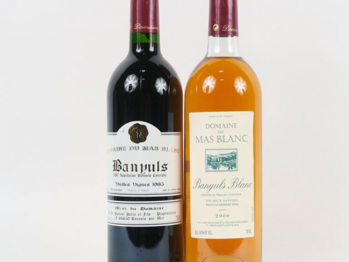 2 BOUTEILLES BANYULS DOMAINE DU MAS BLANC : 1 'VIEILLES VIGNES' 1985 -