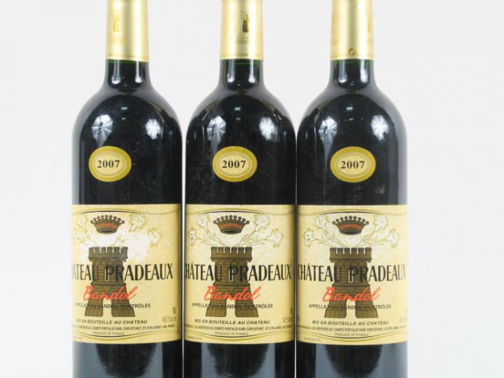 3 BOUTEILLES CHÂTEAU PRADEAUX BANDOL - 2007