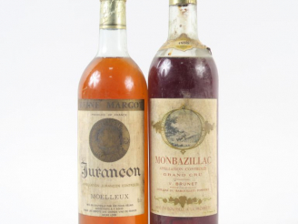Vente aux enchères 2 BOUTEILLES : 1 MONBAZILLAC 1955 MEP-BEP - 1 JURANCON REINE MARGOT
