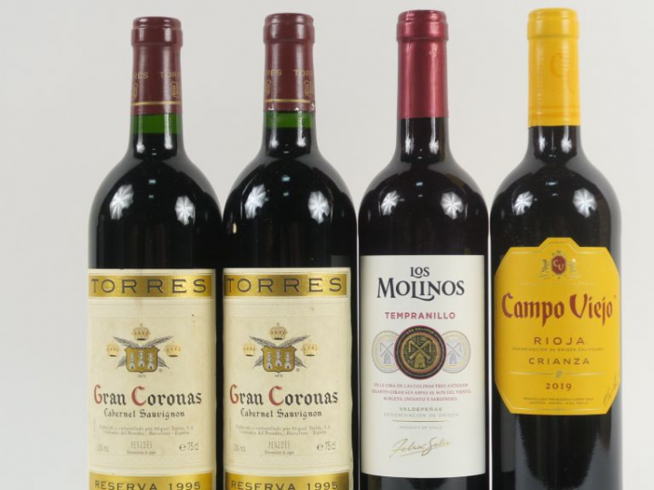4 BOUTEILLES VINS ESPAGNOLS : 2 GRAN CORONAS 'RESERVA' PENEDÈS TORRES 