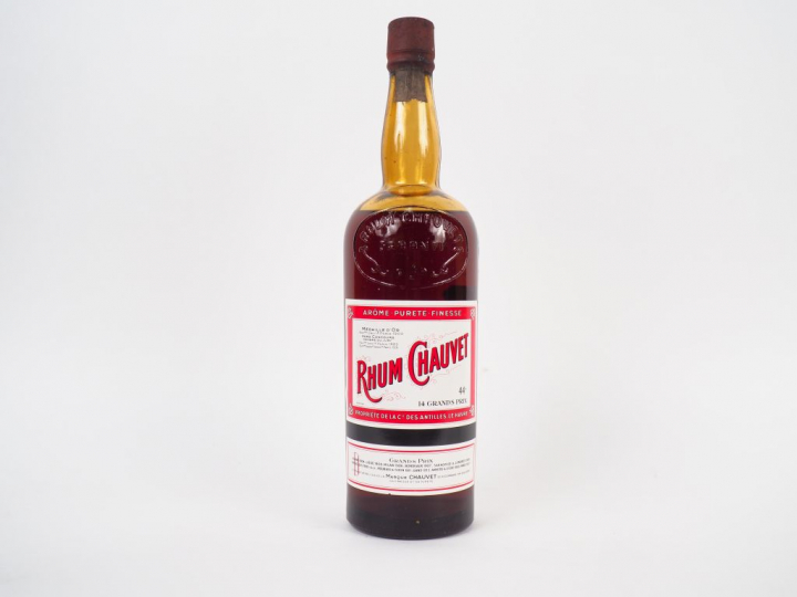 1 VIEILLE BOUTEILLE (1 L) RHUM CHAUVET 44° - NIVEAU BAS/ET NEUVE