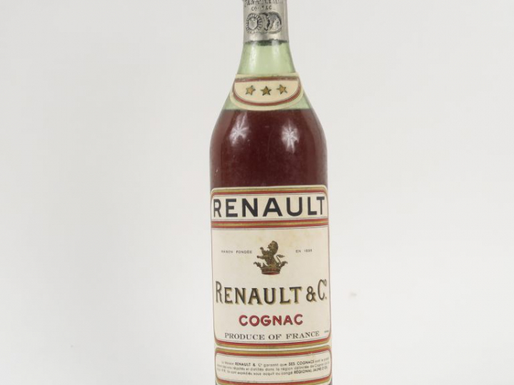 1 VIEILLE BOUTEILLE COGNAC RENAULT - CAPS ÉTAIN