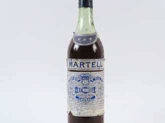 Vente aux enchères 1 VIEILLE BOUTEILLE COGNAC MARTELL 'ETIQUETTE BLEUE' - CAPS ETAIN