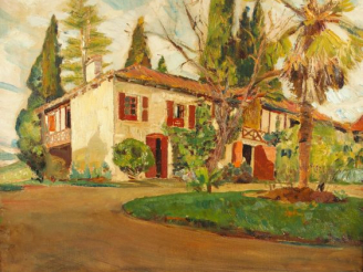 Vente aux enchères Mario CAVAGLIERI 'Le pavillon à Peyloubère'. Huile sur toile signée et