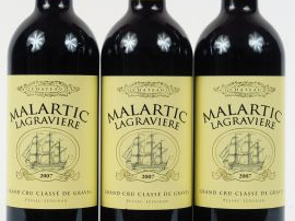 Vente aux enchères 3 BOUTEILLES CHÂTEAU MALARTIC LAGRAVIERE CC GRAVES - 2007