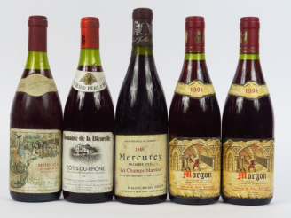 Vente aux enchères 5 BOUTEILLES : 1 MERCUREY 1er CRU 'LES CHAMPS MARTINS' JUILLOT 1989 - 