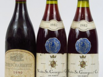 Vente aux enchères 3 BOUTEILLES : 2 NUITS ST GEORGES 1er CRU 'LES PORRETS' DUBOIS 1982 - 