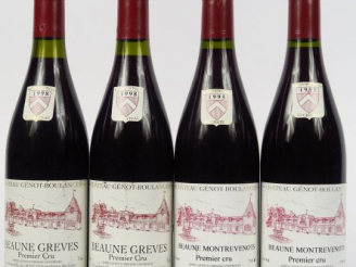 Vente aux enchères 4 BOUTEILLES GENOT BOULANGER : 2 BEAUNE GREVES 1er CRU 1998 - 2 BEAUNE