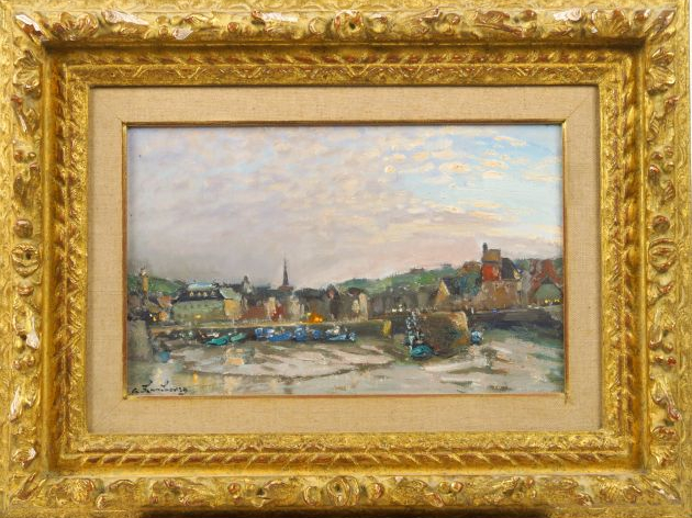 A. HAMBOURG 'Honfleur, fin de jour en septembre'.  Huile sur toile, si