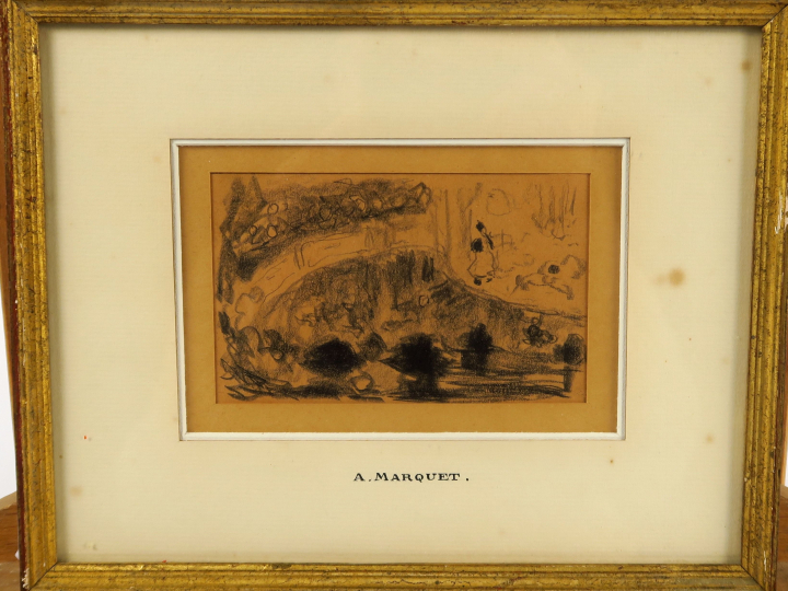 MARQUET Albert (1875-1947). "Théâtre", circa 1905 dessin au crayon noi