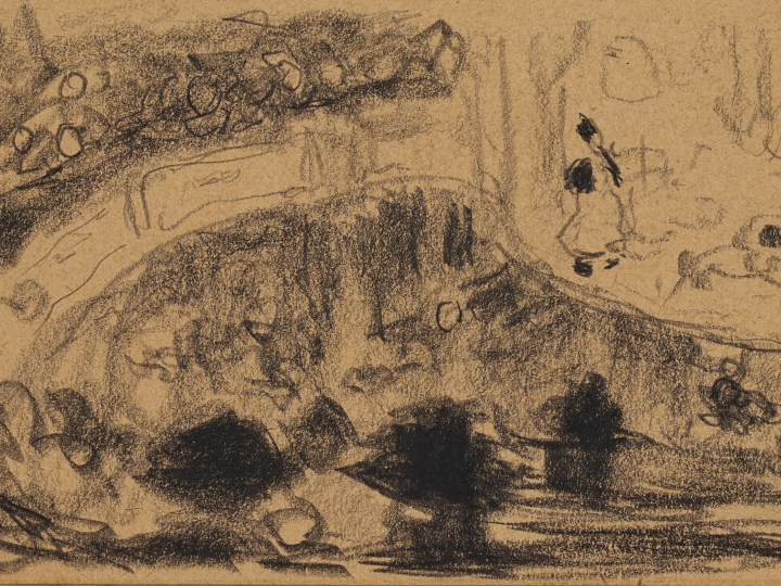 MARQUET Albert (1875-1947). "Théâtre", circa 1905 dessin au crayon noi