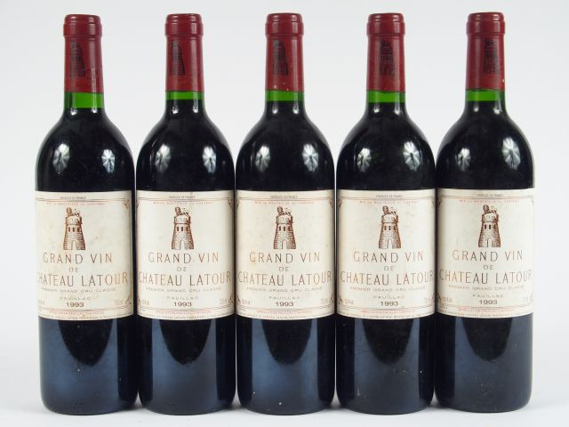 5 BOUTEILLES CHÂTEAU LATOUR 1er GCC PAUILLAC - 1993 - ETLS