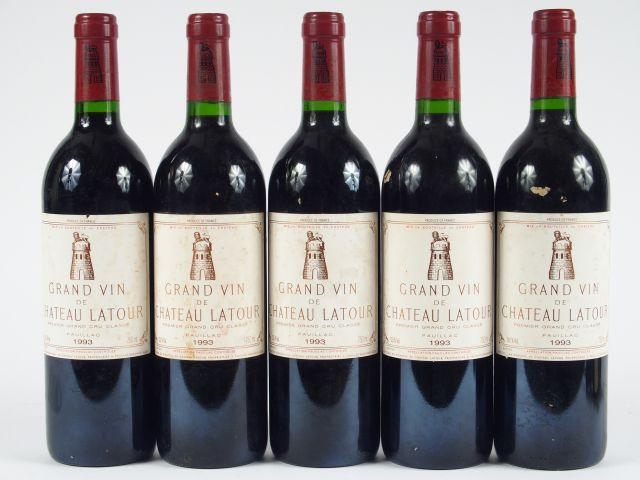 5 BOUTEILLES CHÂTEAU LATOUR 1er GCC PAUILLAC - 1993 - ETLS/2 ETLA