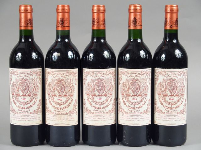 5 BOUTEILLES CHÂTEAU PICHON LONGUEVILLE BARON GCC PAUILLAC - 1993