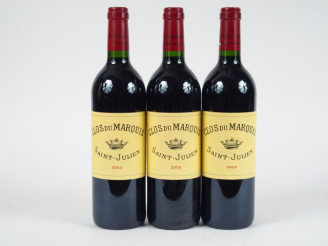 Vente aux enchères 3 BOUTEILLES CLOS DU MARQUIS ST JULIEN - 2003