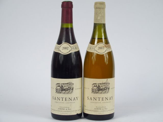 2 BOUTEILLES SANTENAY SORINE   FILS : 1 ROUGE 2002 - 1 BLANC 2003
