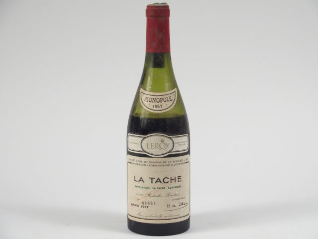 1 BOUTEILLE LA TACHE D.R.C. - 1957 - 8,5 CM/BOUCHON TOMBANT