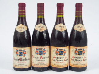 Vente aux enchères 4 BOUTEILLES BOURGOGNE R. DE FOULANGES : 2 MONTHELIE 1er CRU 'LES CHAM