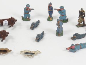 Lot de soldats plomb creux et demi rondebosse divers dont guerre de 14